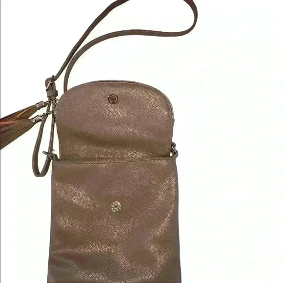 B BRENTANO Vegan Multi-Zipper Crossbody Handbag Purse with Tassel Accents - Picture 3 of 9